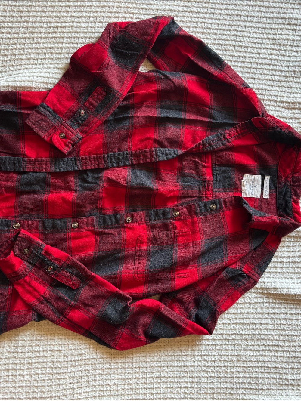 American Eagle Red Black Plaid Flannel Shirt Women’s XS